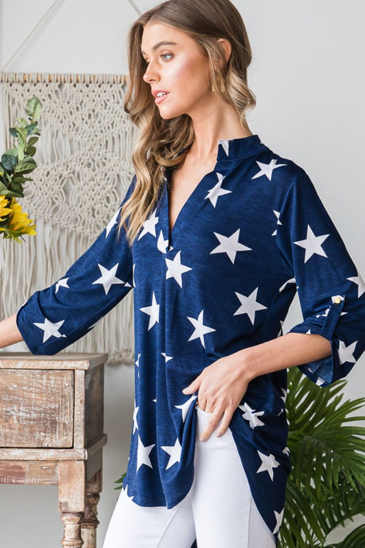 Heimish Sleeve Star Print Top