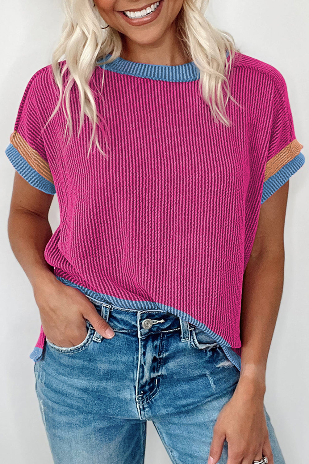 Textured Contrast Tee