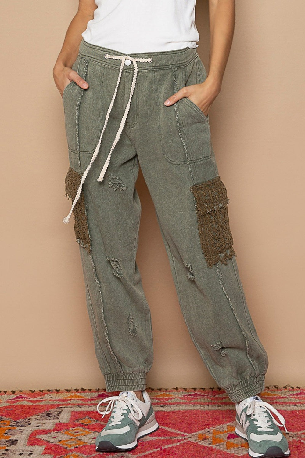 Distressed Cargo Denim Jogger