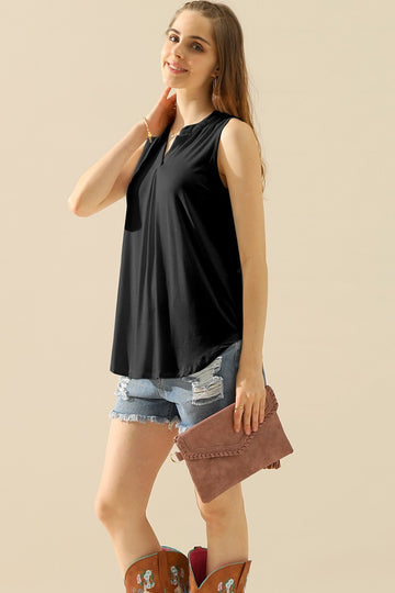 Ninexis Notched Sleeveless Top