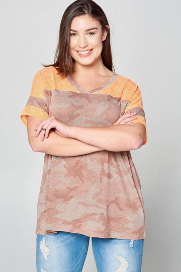 Curvy Collection Camouflage Knit Top