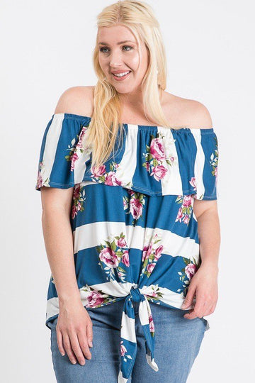 Curvy Collection Ruffled Front Tie Top