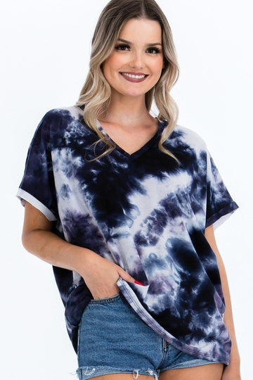 Tie-dye V-Neck Top