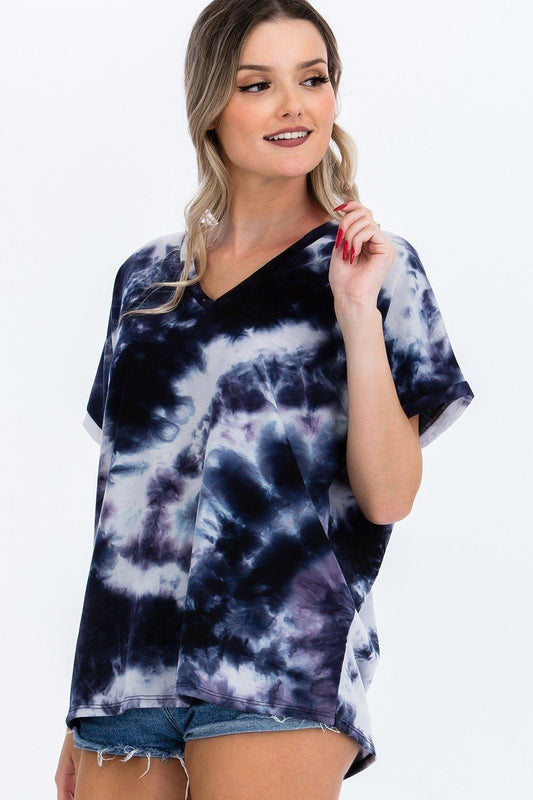 Tie-dye V-Neck Top