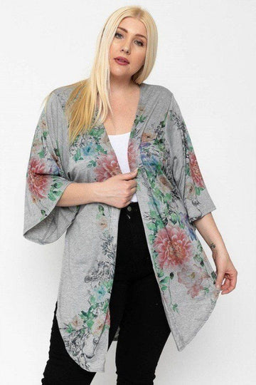 Curvy Collection  Long Floral Cardigan