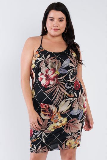 Curvy Collection Criss-cross Floral Mini Dress