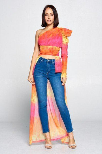 One Shoulder Flame Top