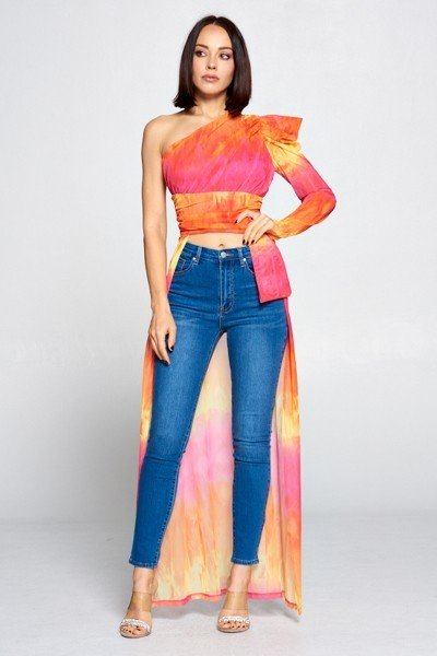 One Shoulder Flame Top