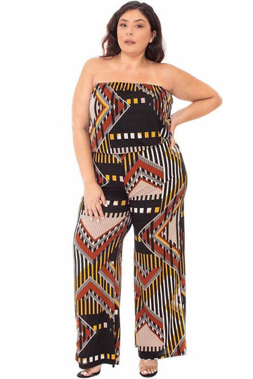 Curvy Collection Abstract Jumpsuit