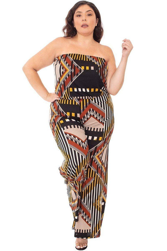 Curvy Collection Abstract Jumpsuit