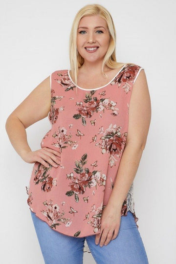 Curvy Collection High-low Hemline Sleeveless Top