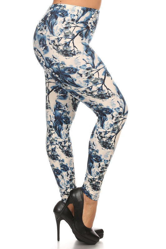 Curvy Collection Floral Full Length Leggings