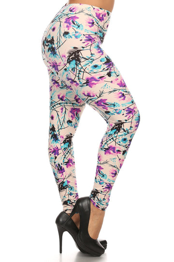 Curvy Collection Floral Full Length Leggings