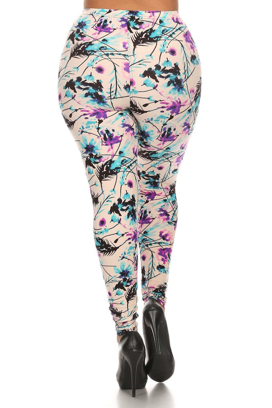 Curvy Collection Floral Full Length Leggings