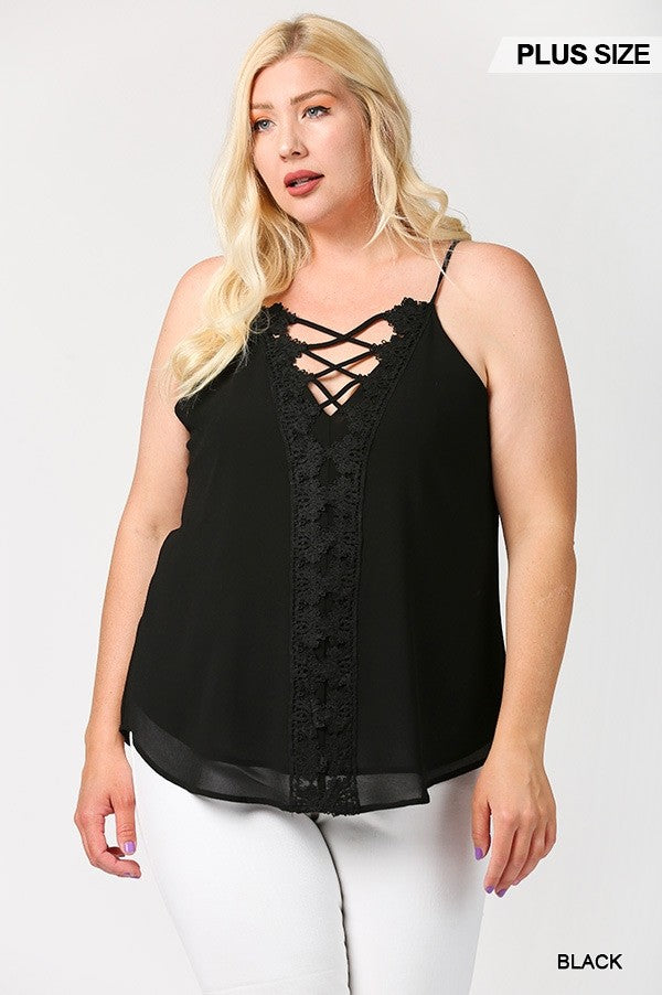 Curvy Collection Plunging V-neckline Lattice Top