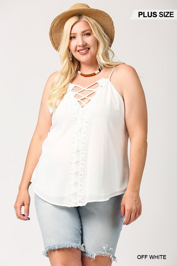 Curvy Collection Plunging V-neckline Lattice Top