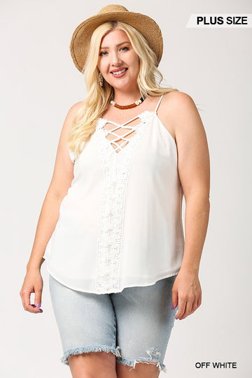 Curvy Collection Plunging V-neckline Lattice Top