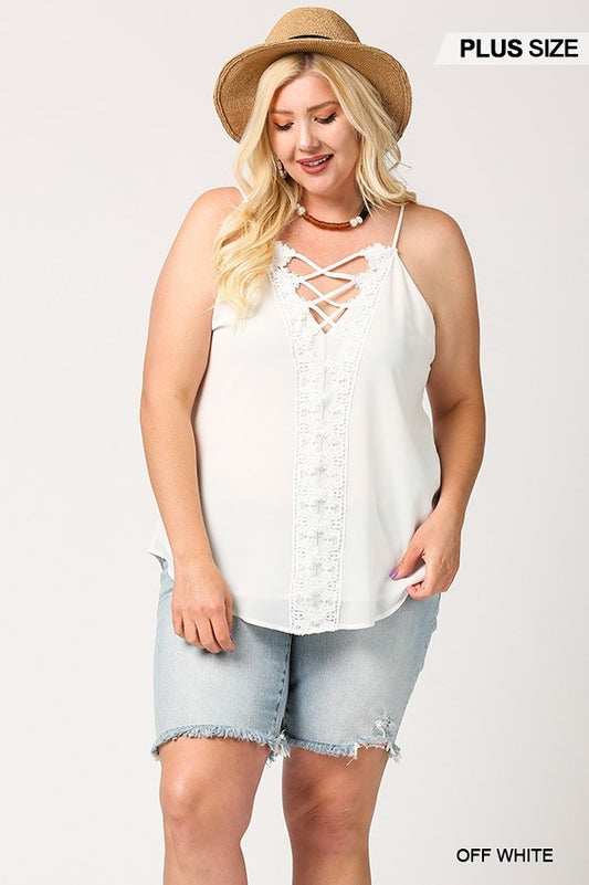 Curvy Collection Plunging V-neckline Lattice Top