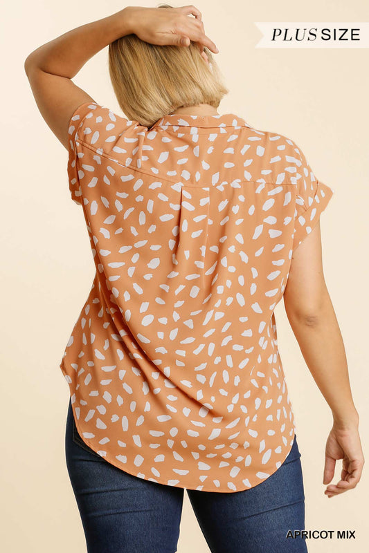 Curvy Collection Dalmatian Button Front Top