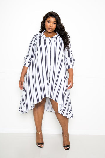 Curvy Collection Stripe Shirt Dress