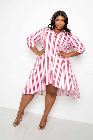 Curvy Collection Stripe Shirt Dress