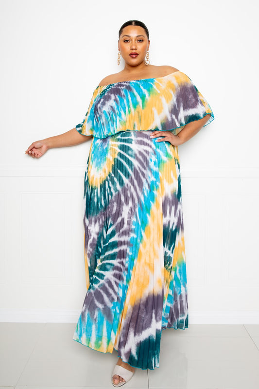 Curvy Collection Tie Dye Off Maxi Dress