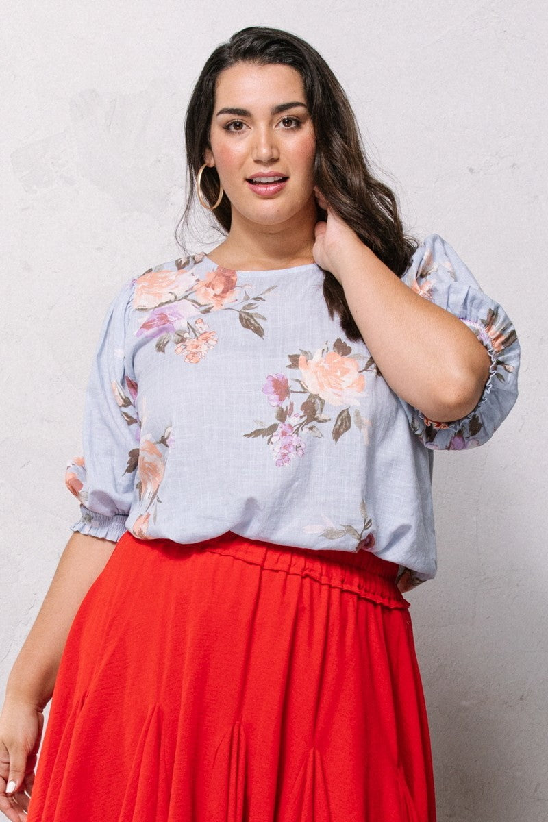 Curvy Collection Floral Printed Woven Blouse