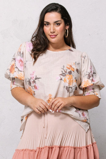 Curvy Collection Floral Printed Woven Blouse