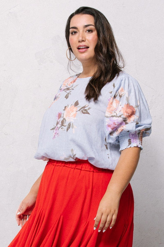 Curvy Collection Floral Printed Woven Blouse