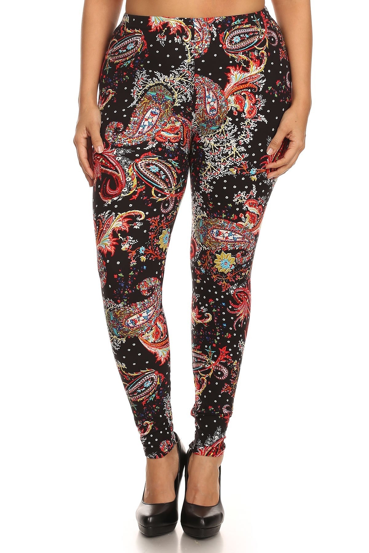 Curvy Collection Multi-color Paisley Leggings