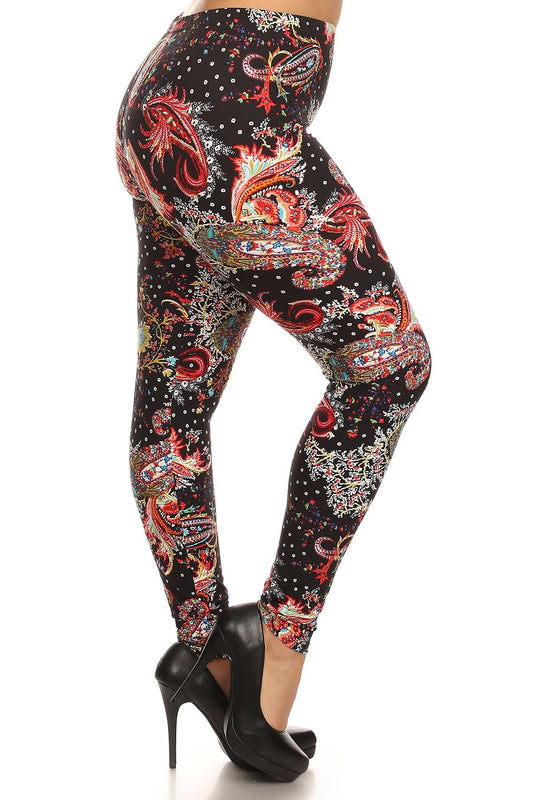 Curvy Collection Multi-color Paisley Leggings