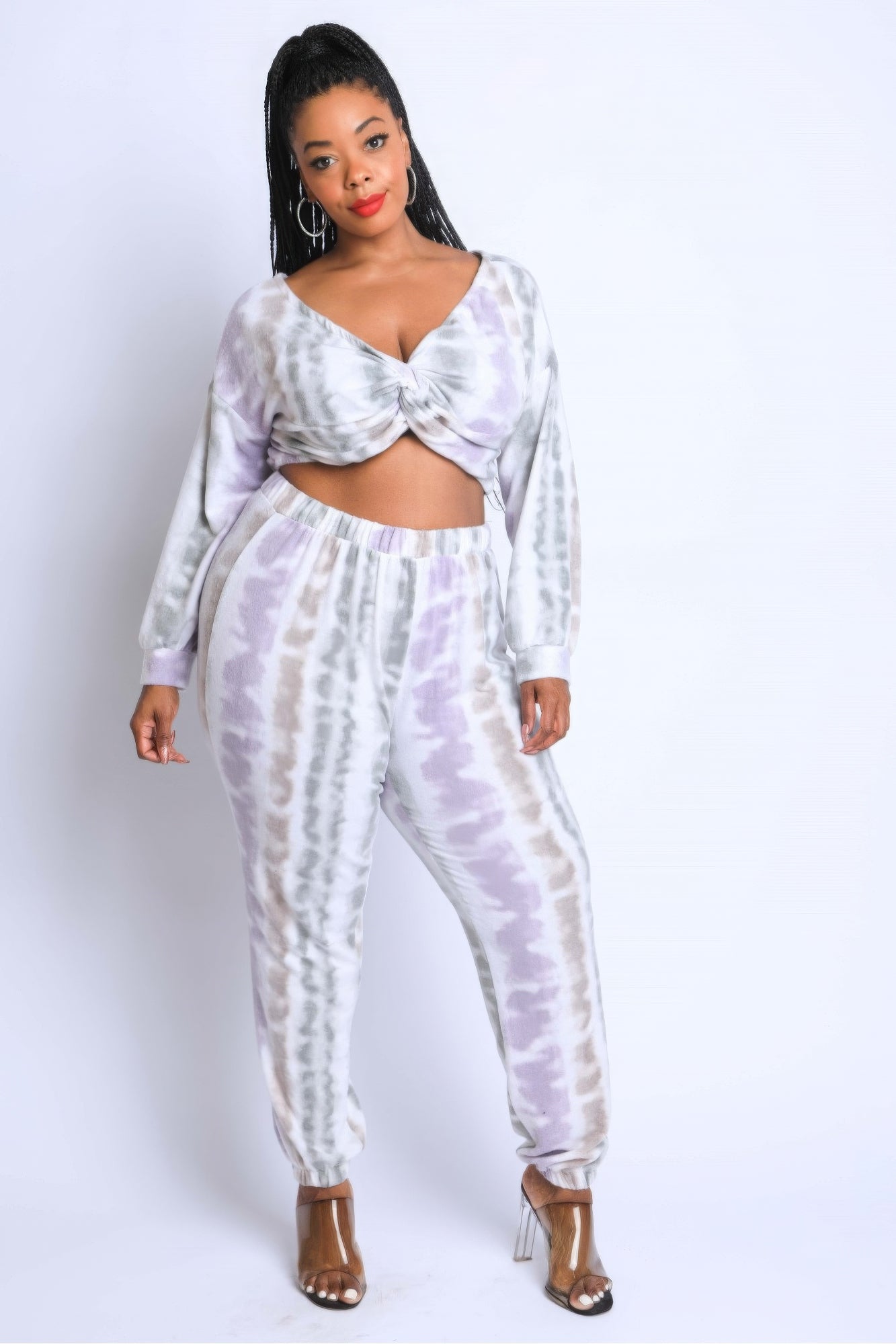 Curvy Collection Tie Die Off Shoulder Set