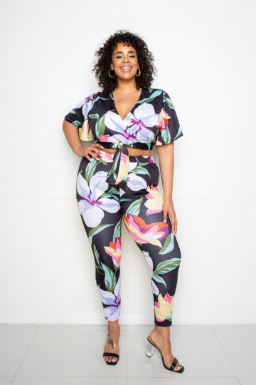 Curvy Collection Flower Jogger & Top Set