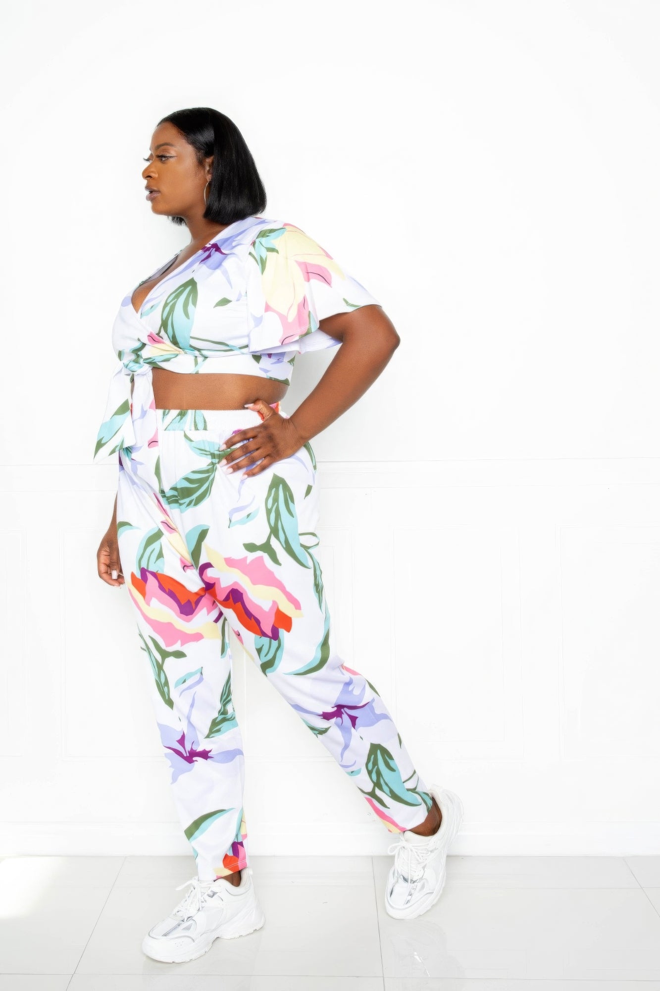 Curvy Collection Flower Jogger & Top Set