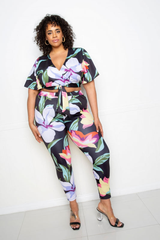 Curvy Collection Flower Jogger & Top Set