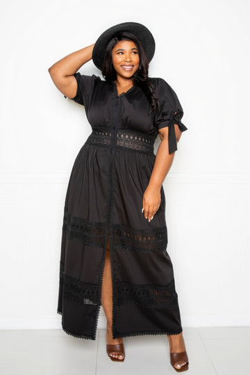 Curvy Collection Puff Sleeve Maxi Dress