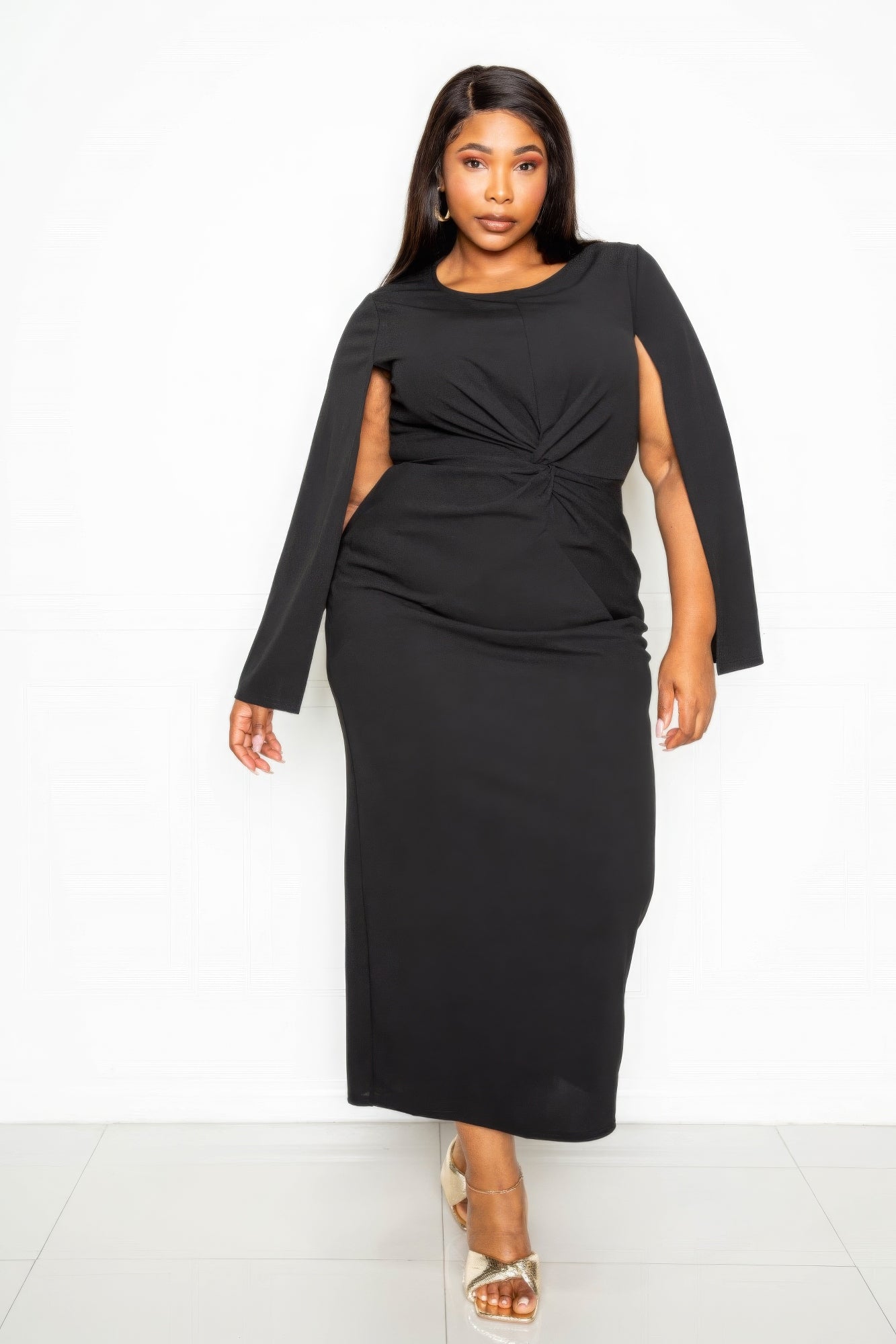 Curvy Collection Cape Sleeve Dress