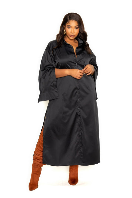 Curvy Collection Cape Sleeve Shirt Dress