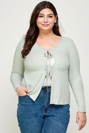 Curvy Collection Pointelle Cardigan