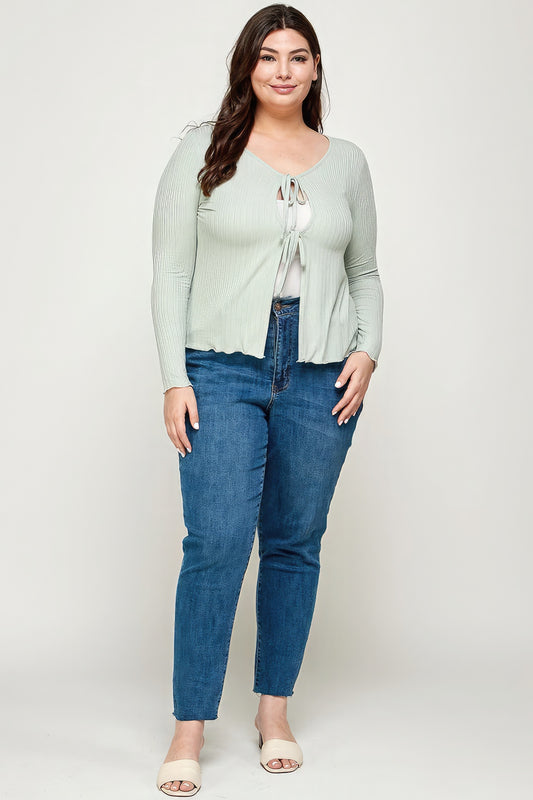 Curvy Collection Pointelle Cardigan