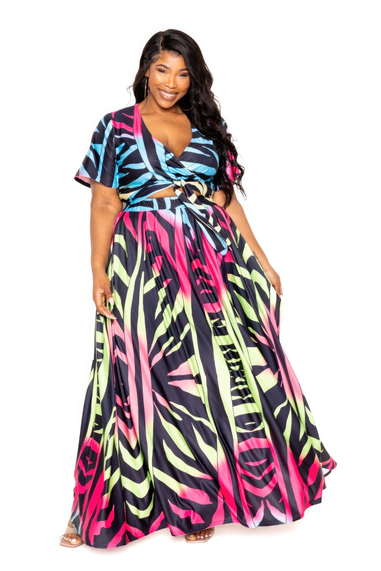 Curvy Collection Ombre Animal Maxi Skirt & Top Set