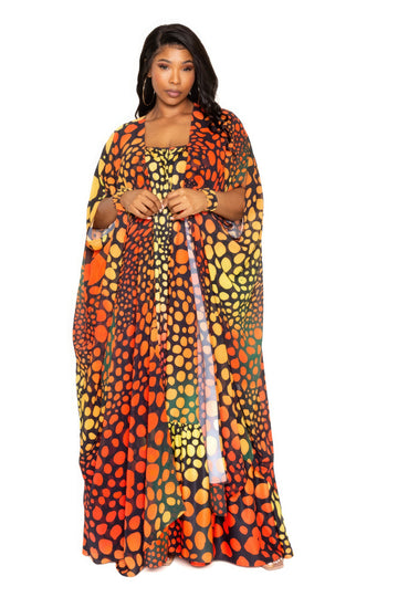 Curvy Collection Golden Dot Robe With Wrist Band