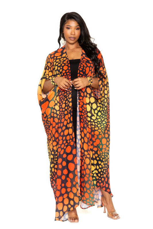 Curvy Collection Golden Dot Robe With Wrist Band