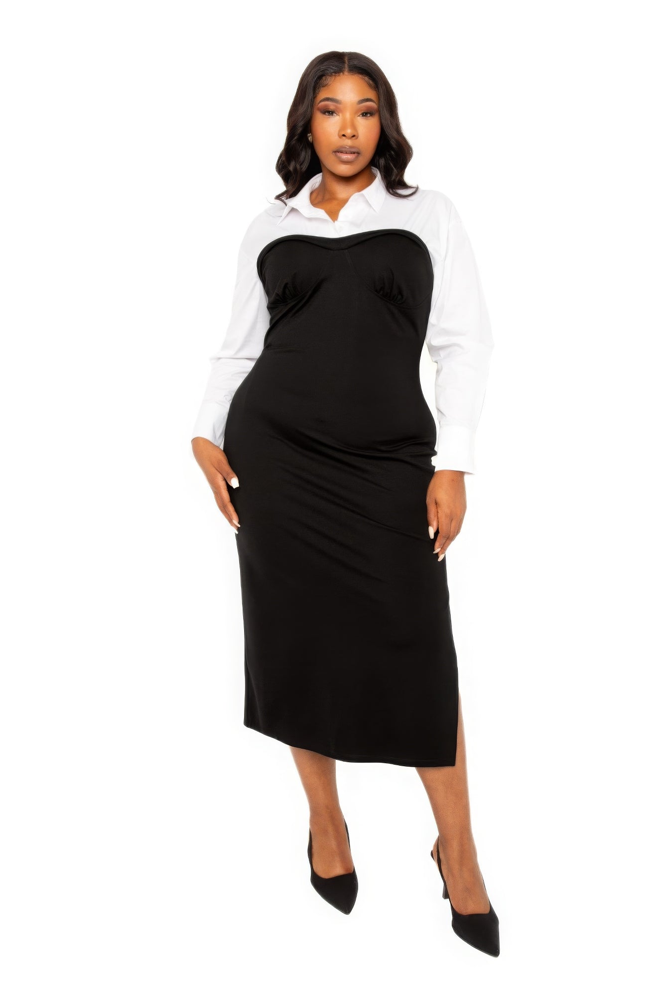 Curvy Collection Collared Shirt Dress