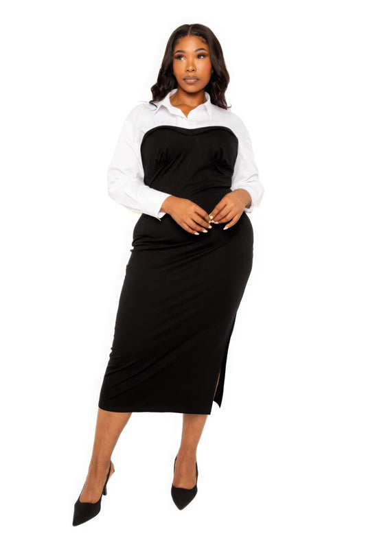 Curvy Collection Collared Shirt Dress