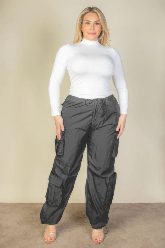 Curvy Collection Flap Pockets Parachute Pants