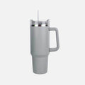 Grey - Stainless Steel Tumbler with Handle and Straw