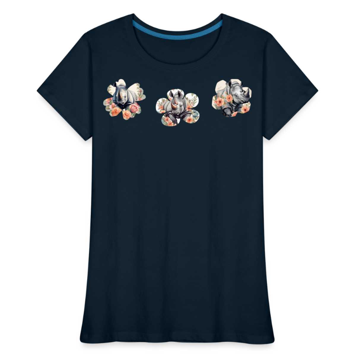 Summer Flowers Women’s Premium Organic Tee - deep navy