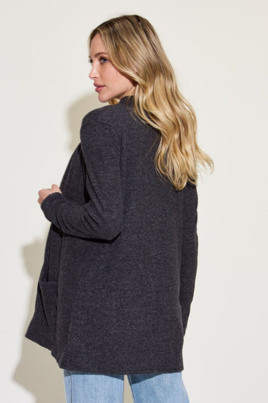 Zenana Open Front Long Sleeve Cardigan