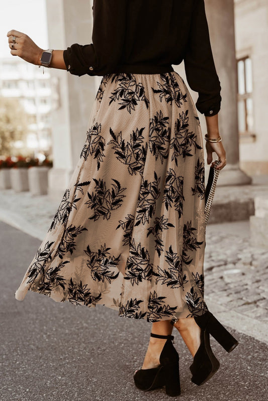 Floral Leaves Maxi Skirt